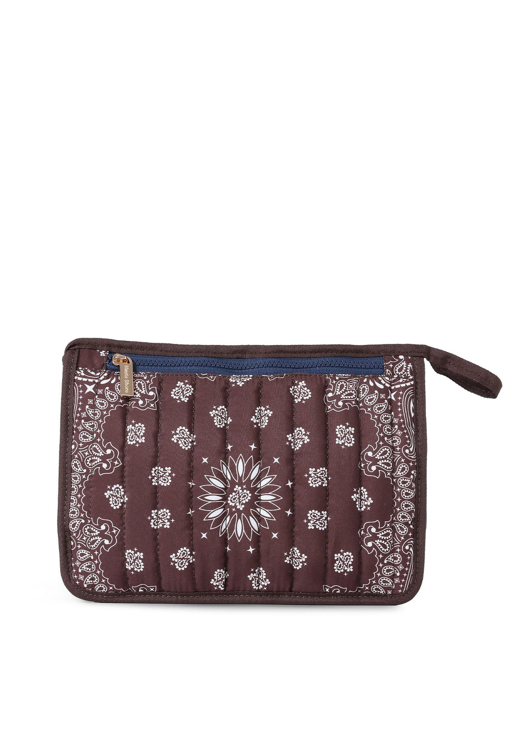 Haute Shore Beau Bandana Print Pouch in Brown available at Barbara Katz