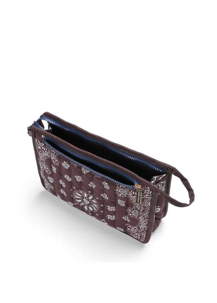 Haute Shore Beau Bandana Print Pouch in Brown available at Barbara Katz