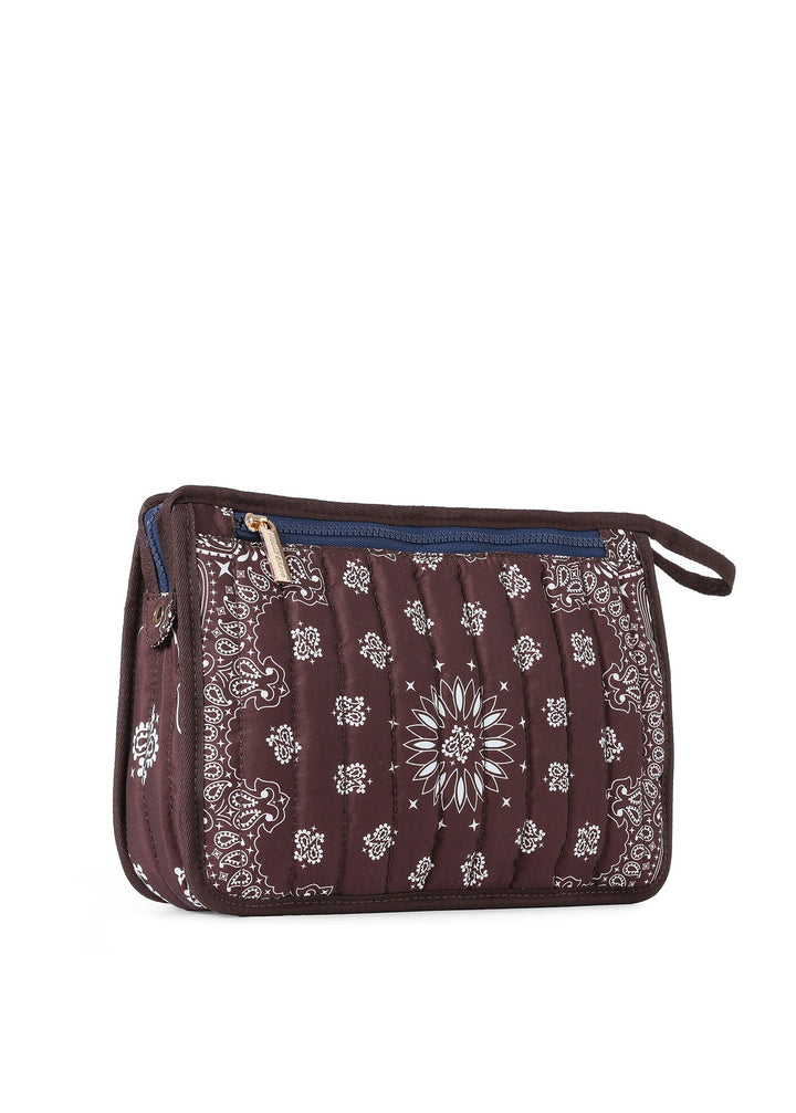 Haute Shore Beau Bandana Print Pouch in Brown available at Barbara Katz