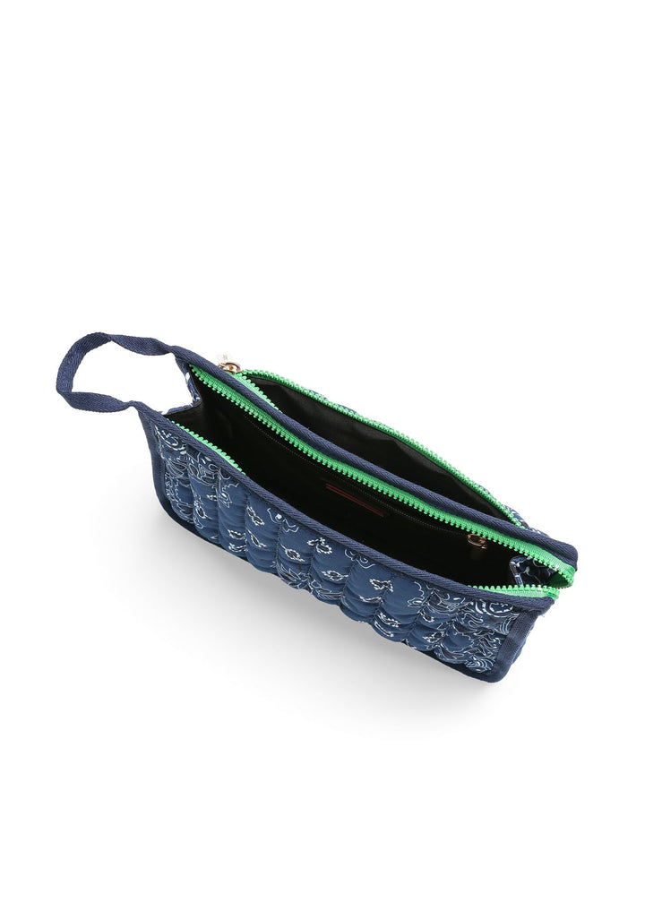 Haute Shore Beau Bandana Print Pouch in Navy available at Barbara Katz