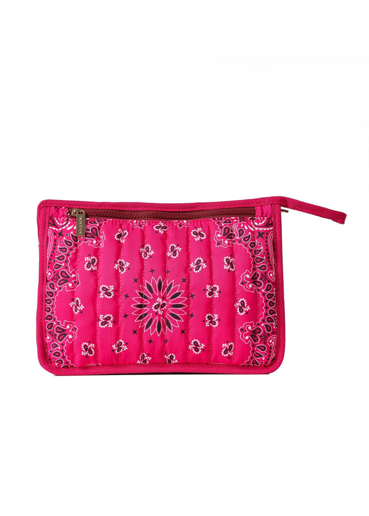 Haute Shore Beau Bandana Print Pouch in Hot Pink available at Barbara Katz