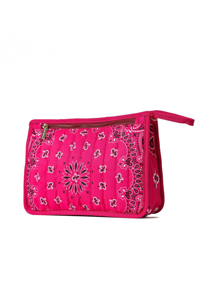 Haute Shore Beau Bandana Print Pouch in Hot Pink available at Barbara Katz