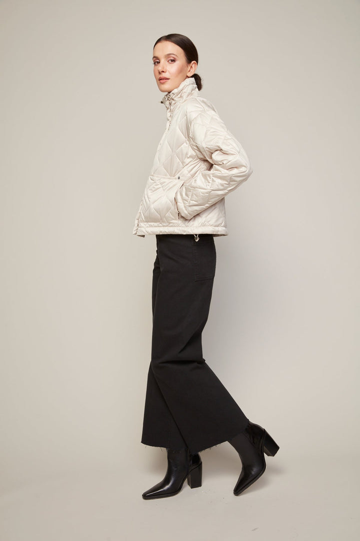 Adroit Atelier Billie Drop Shoulder Quilted Jacket With Twill Tape Detail in Birch available at Barbara Katz