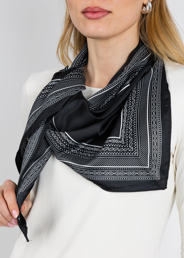 BK Bandana Triangle Silky Scarf in Cream available at Barbara Katz