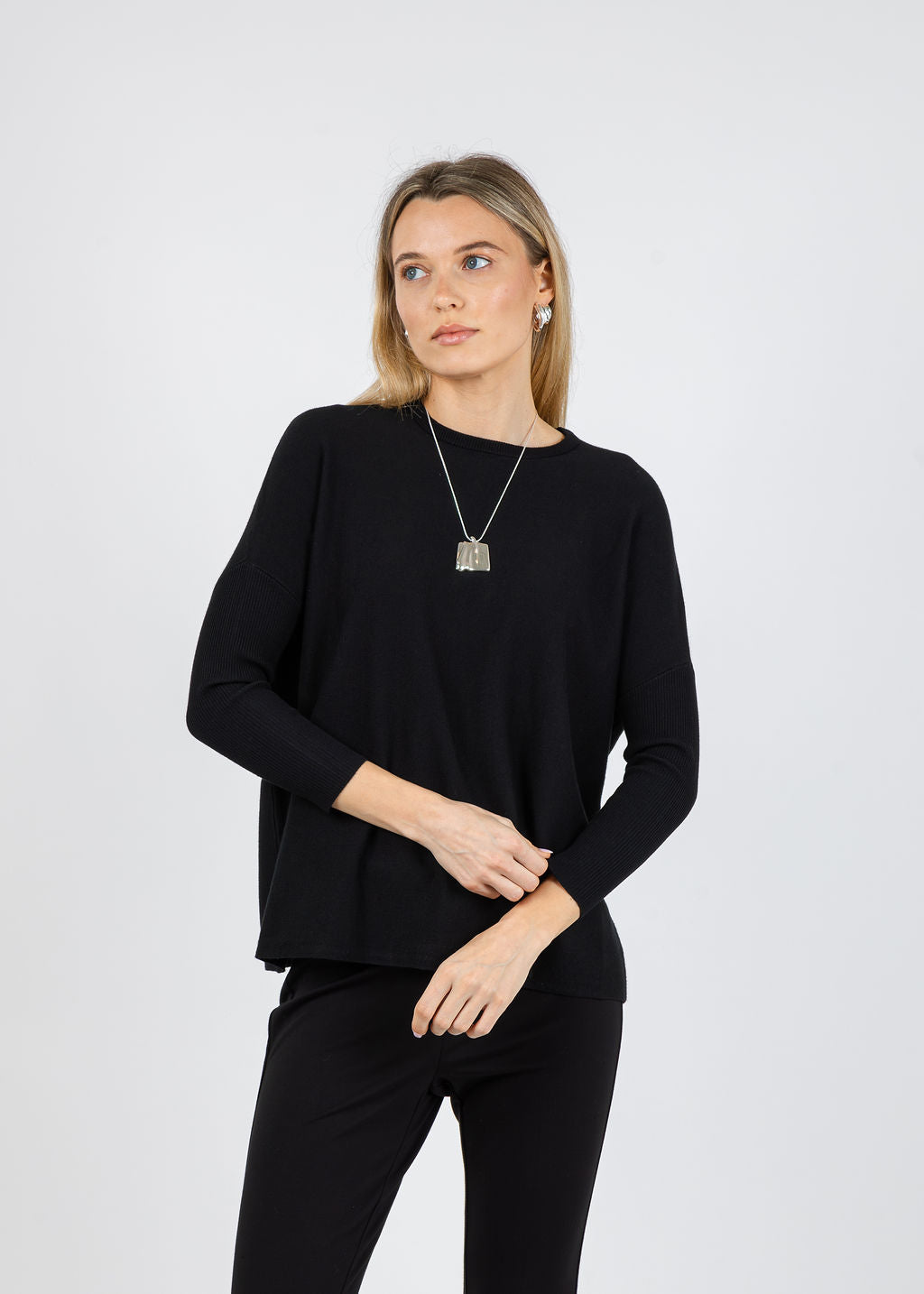 BK Bodie Boxy Crew Sweater in Black available at Barbara Katz