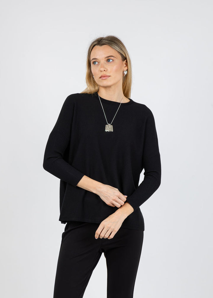 BK Bodie Boxy Crew Sweater in Black available at Barbara Katz