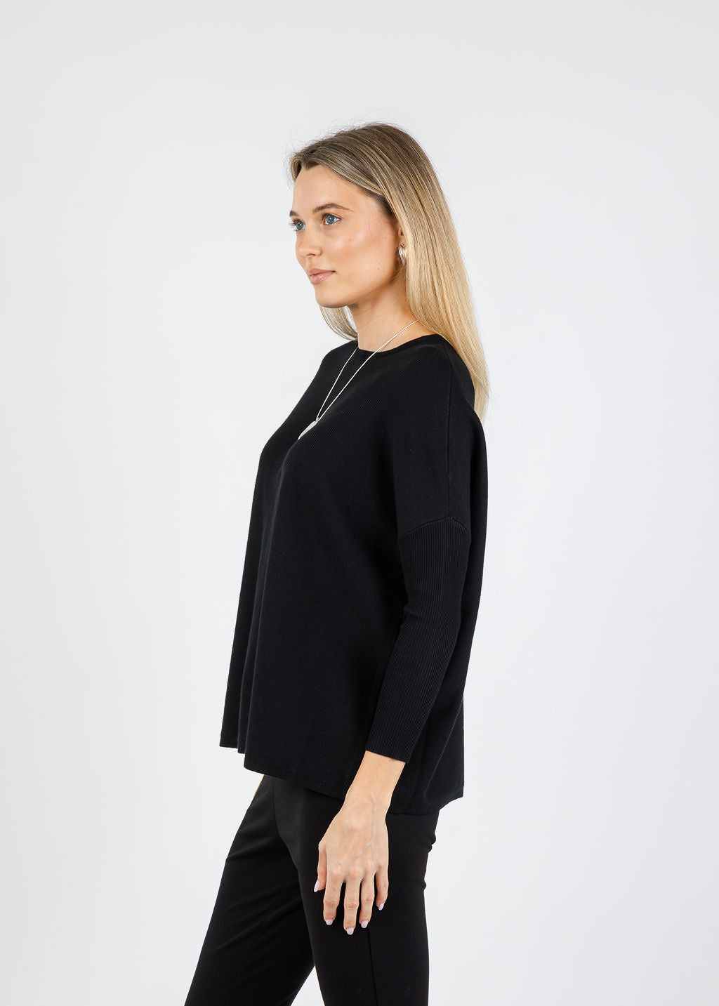 BK Bodie Boxy Crew Sweater in Black available at Barbara Katz