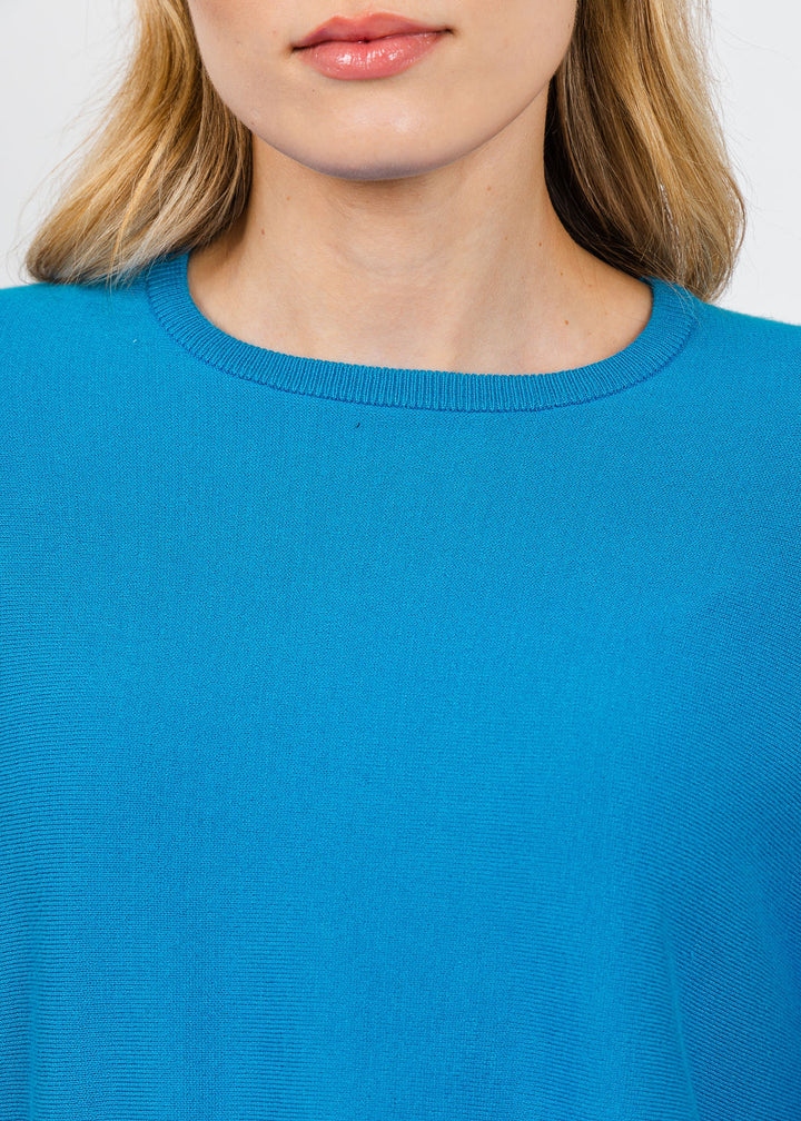 BK Bodie Boxy Crew Sweater in Blue Jewel available at Barbara Katz