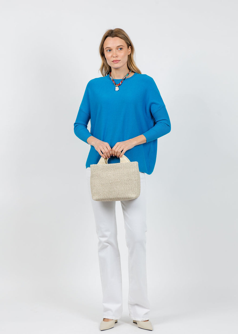 BK Bodie Boxy Crew Sweater in Blue Jewel available at Barbara Katz