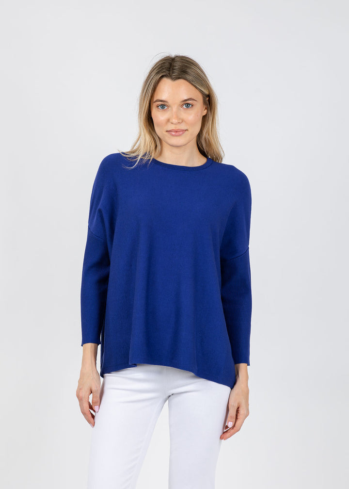 BK Bodie Boxy Crew Sweater in Galaxy Blue available at Barbara Katz