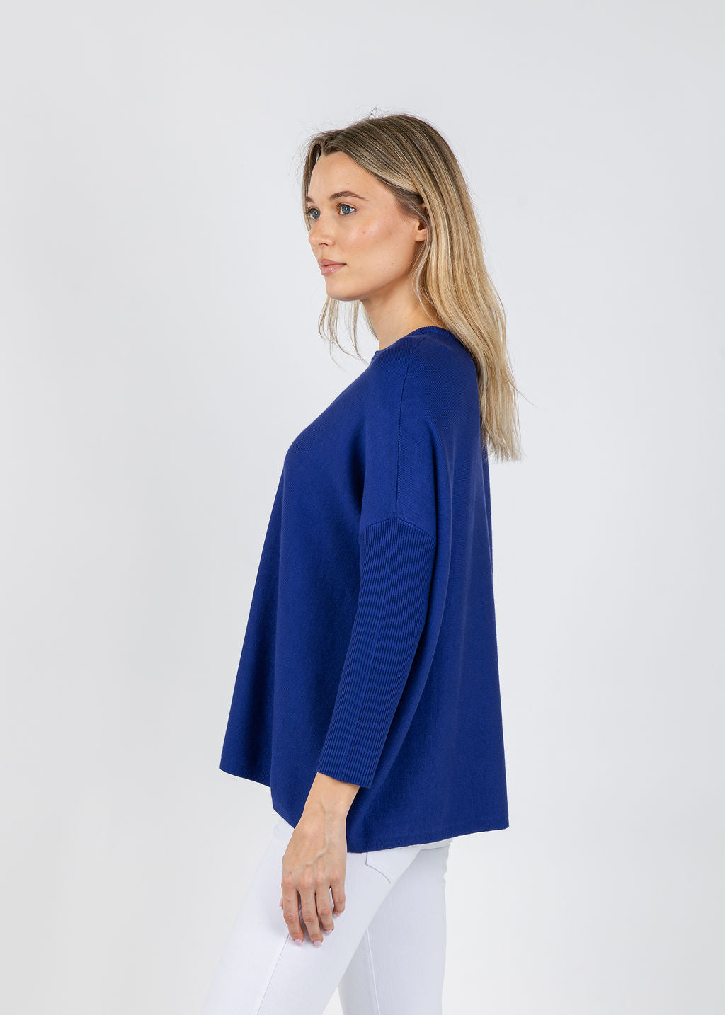 BK Bodie Boxy Crew Sweater in Galaxy Blue available at Barbara Katz
