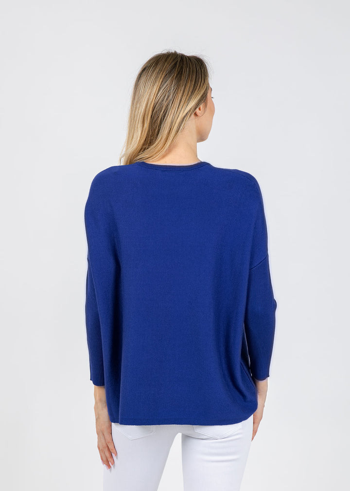 BK Bodie Boxy Crew Sweater in Galaxy Blue available at Barbara Katz