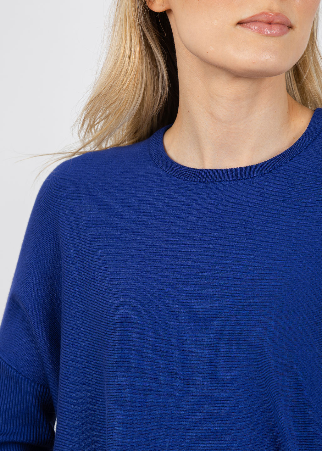 BK Bodie Boxy Crew Sweater in Galaxy Blue available at Barbara Katz