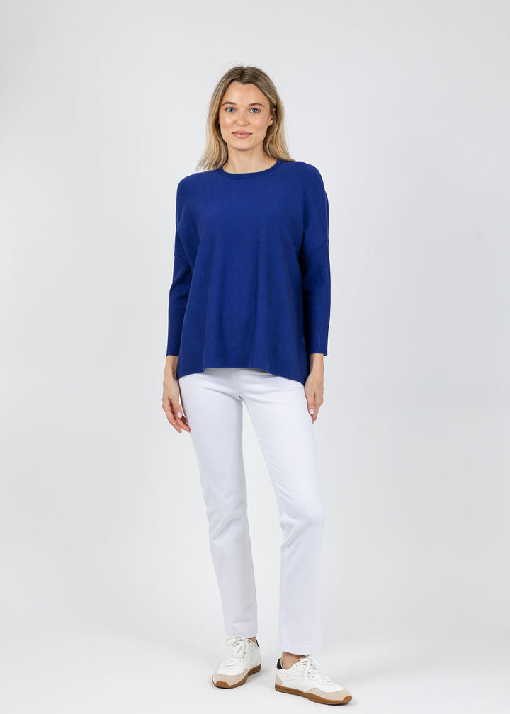 BK Bodie Boxy Crew Sweater in Galaxy Blue available at Barbara Katz