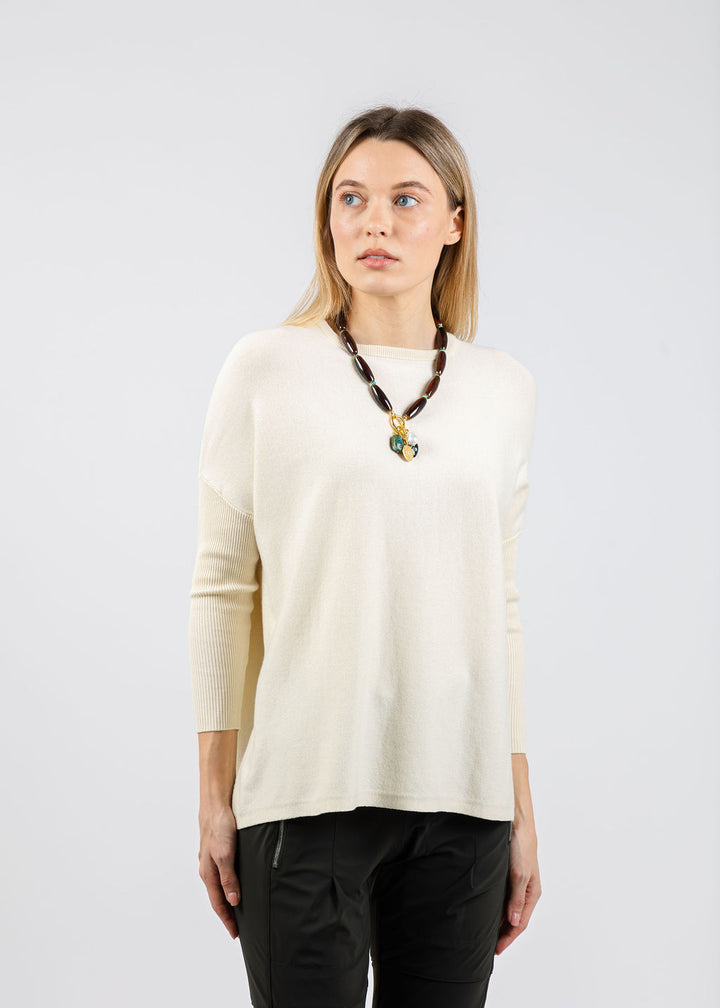 BK Bodie Boxy Crew Sweater in Ivory available at Barbara Katz