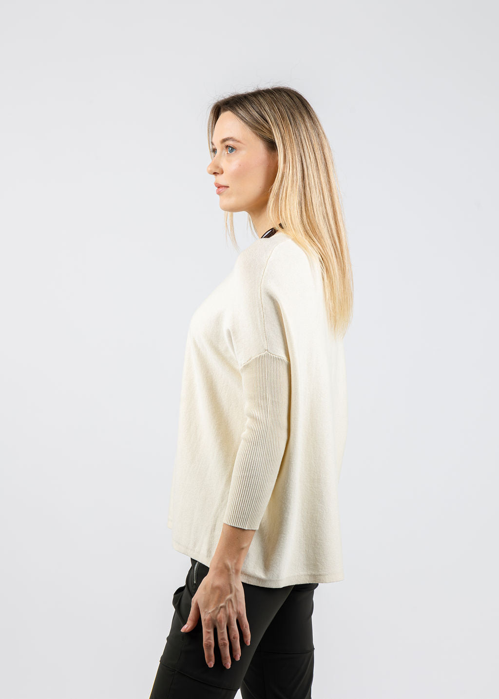 BK Bodie Boxy Crew Sweater in Ivory available at Barbara Katz
