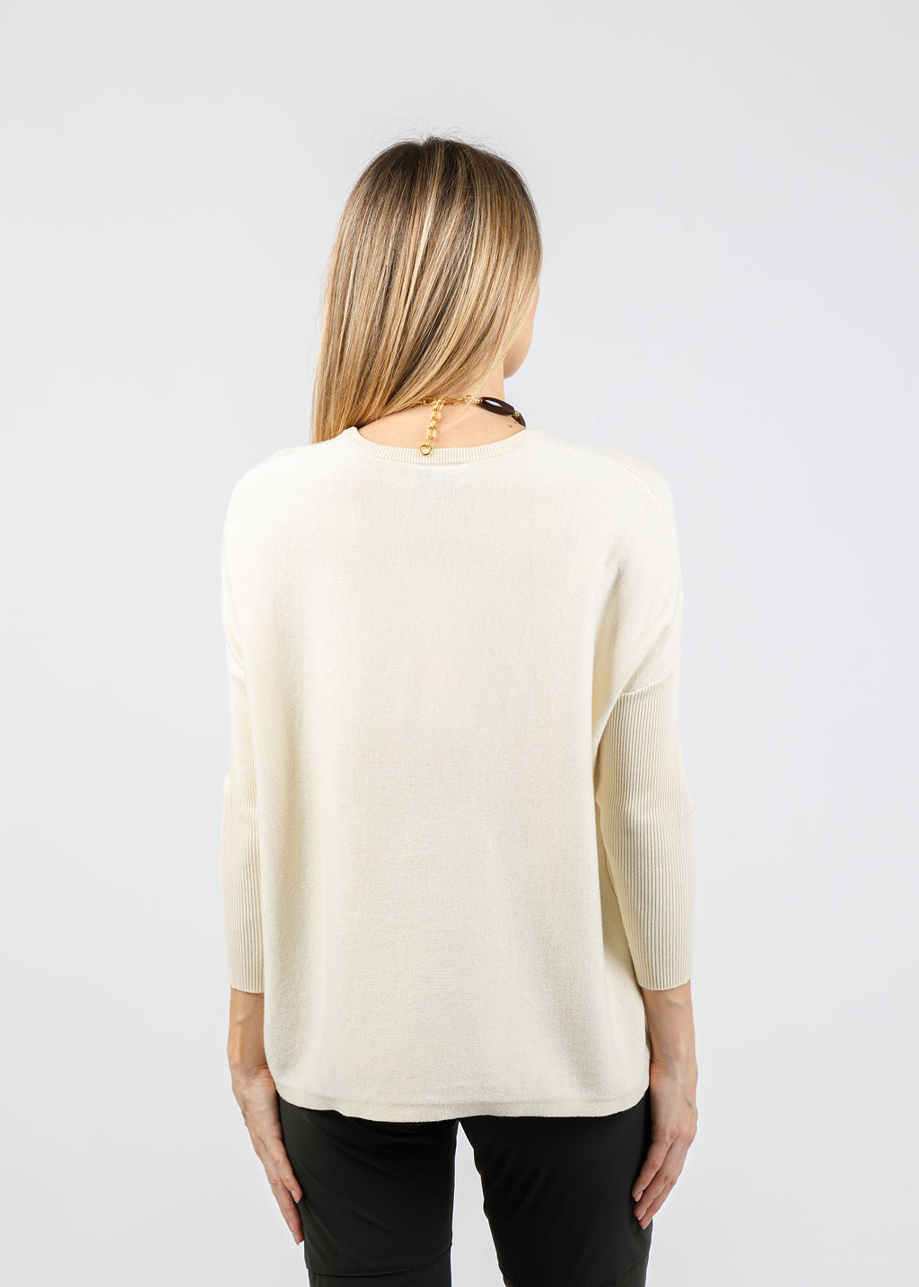 BK Bodie Boxy Crew Sweater in Ivory available at Barbara Katz