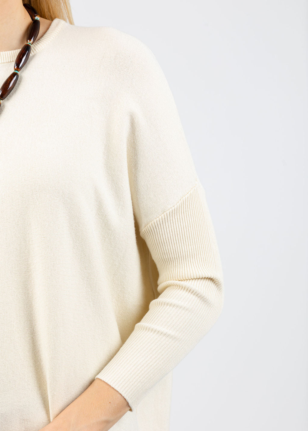 BK Bodie Boxy Crew Sweater in Ivory available at Barbara Katz