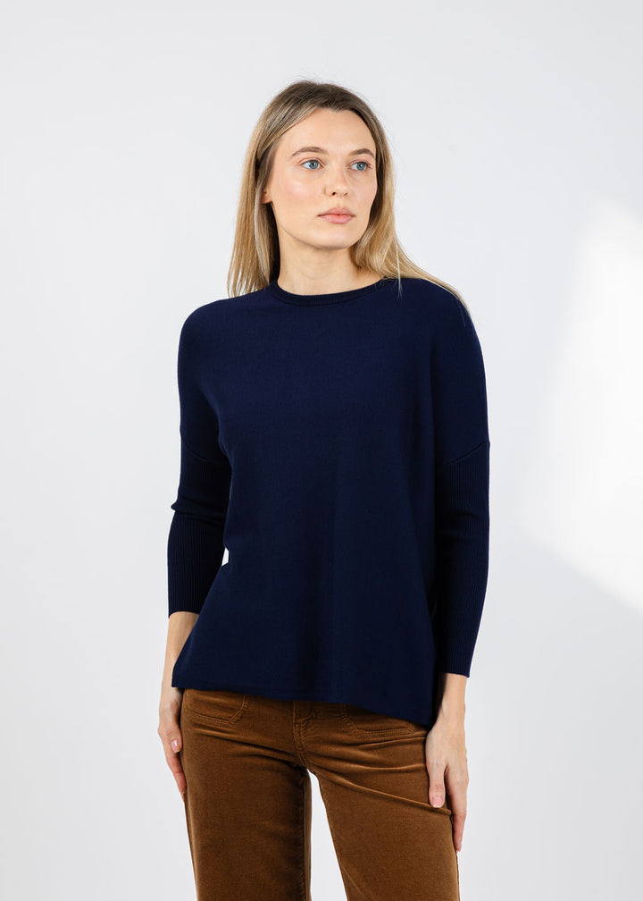 BK Bodie Boxy Crew Sweater in Navy available at Barbara Katz