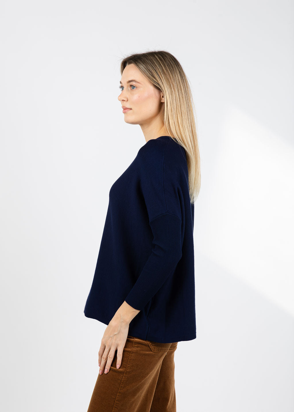 BK Bodie Boxy Crew Sweater in Navy available at Barbara Katz