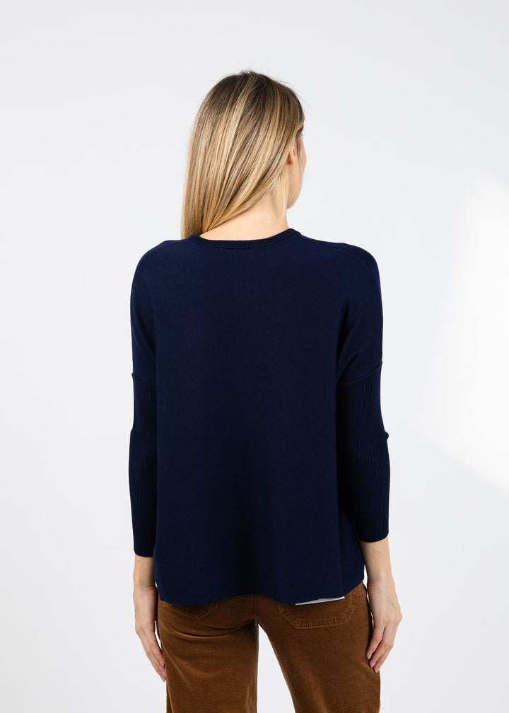 BK Bodie Boxy Crew Sweater in Navy available at Barbara Katz
