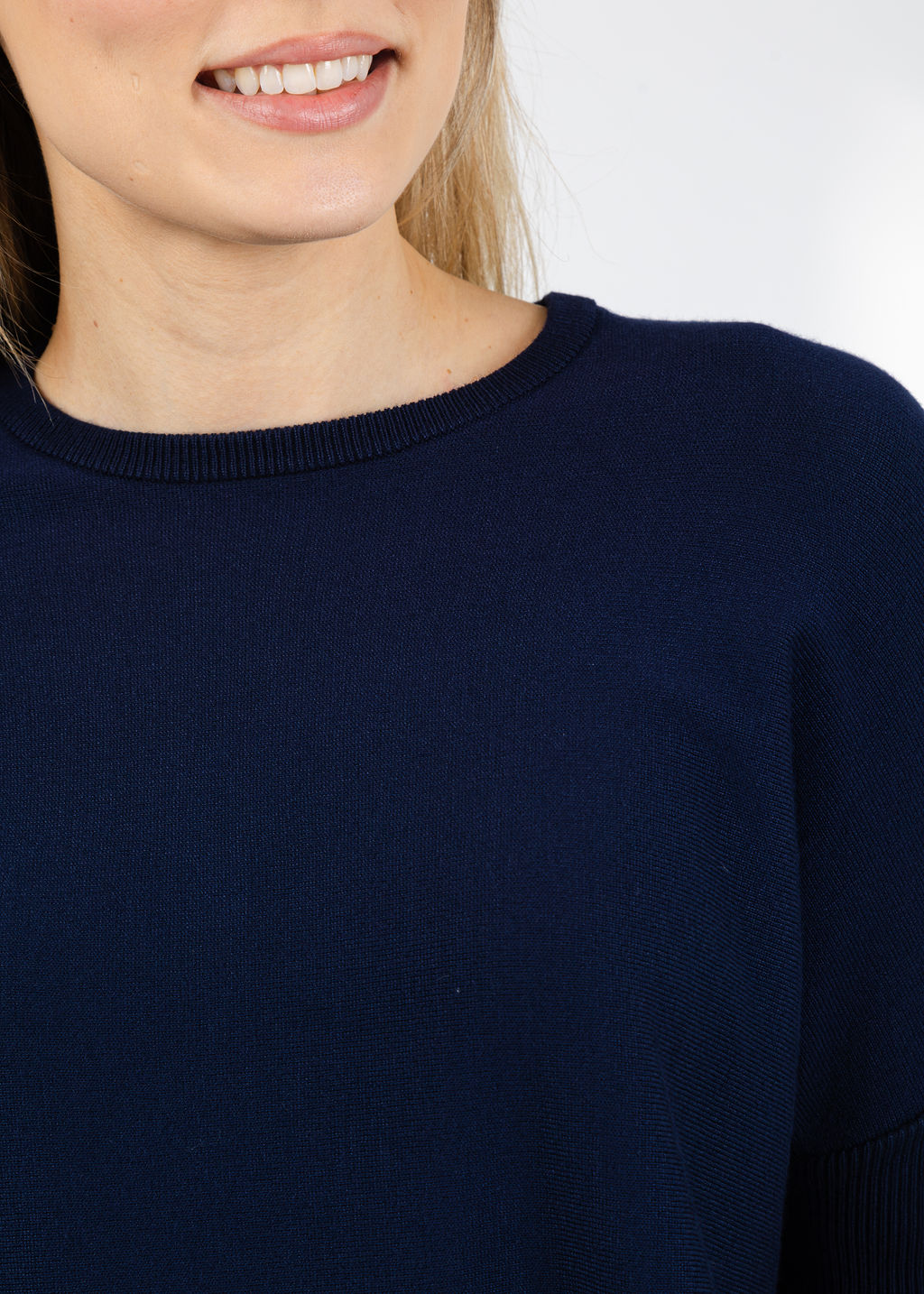 BK Bodie Boxy Crew Sweater in Navy available at Barbara Katz