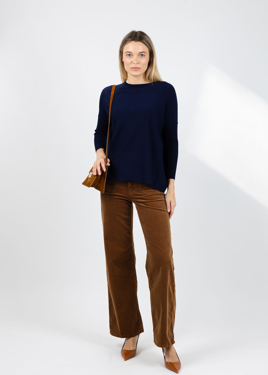 BK Bodie Boxy Crew Sweater in Navy available at Barbara Katz