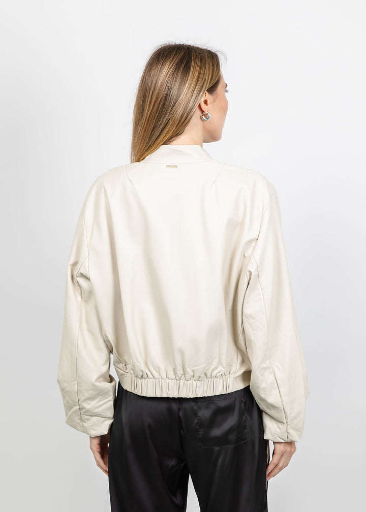 BK Boja Vegan Leather Blouson Jacket in Birch available at Barbara Katz