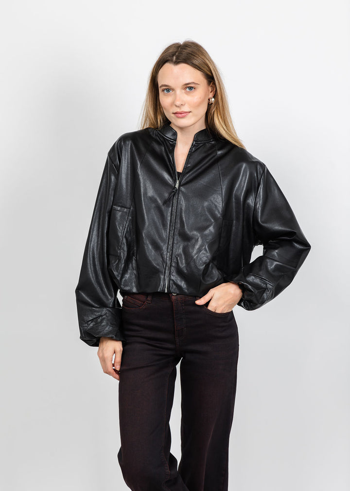 BK Boja Vegan Leather Blouson Jacket in Black available at Barbara Katz