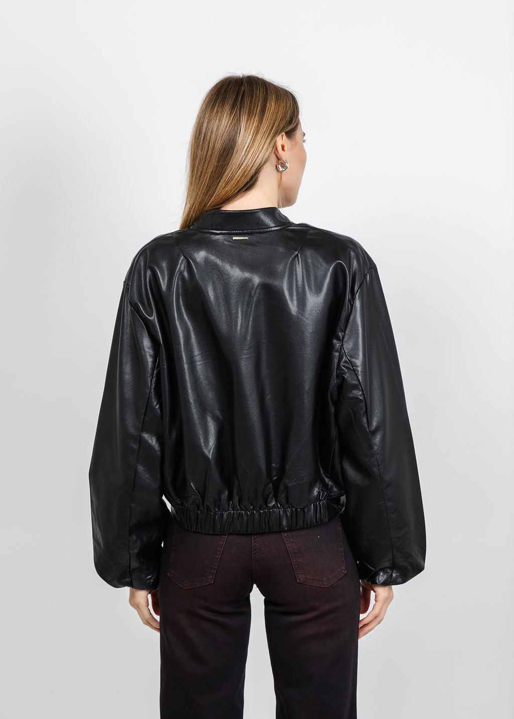 BK Boja Vegan Leather Blouson Jacket in Black available at Barbara Katz