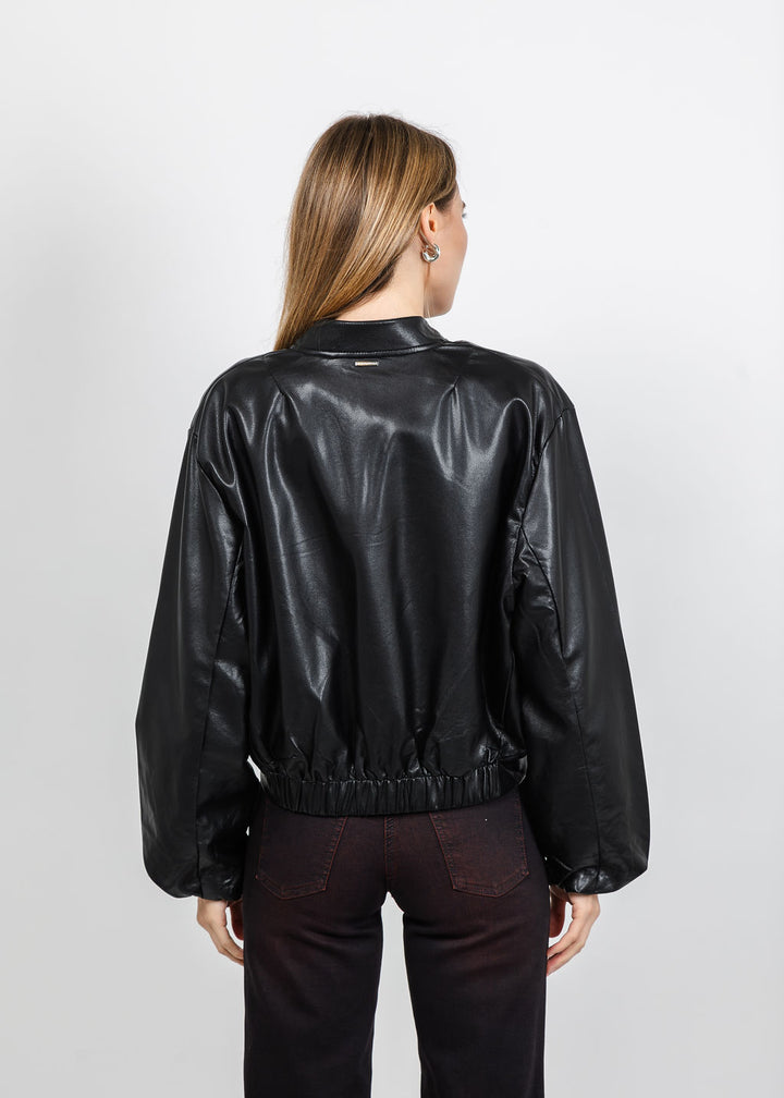 BK Boja Vegan Leather Blouson Jacket in Black available at Barbara Katz