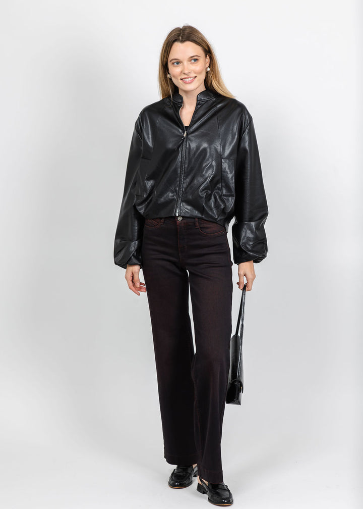 BK Boja Vegan Leather Blouson Jacket in Black available at Barbara Katz