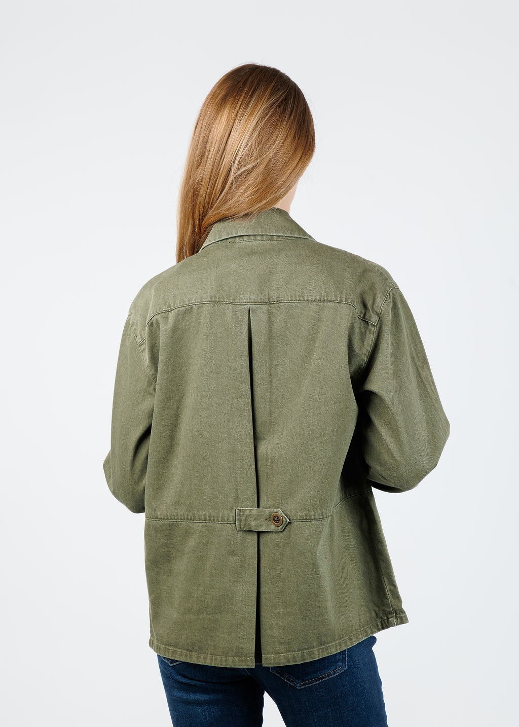 BK Brady Patch Shacket in Fatigue Green available at Barbara Katz
