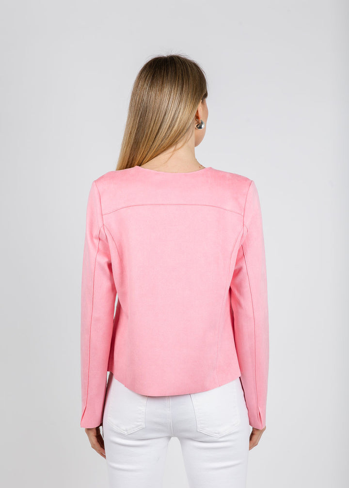 BK Brisia Faux Suede Jacket in Cotton Candy available at Barbara Katz