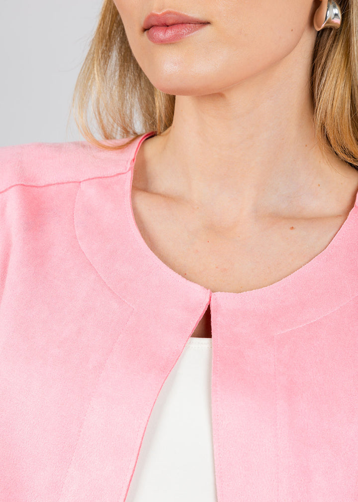 BK Brisia Faux Suede Jacket in Cotton Candy available at Barbara Katz