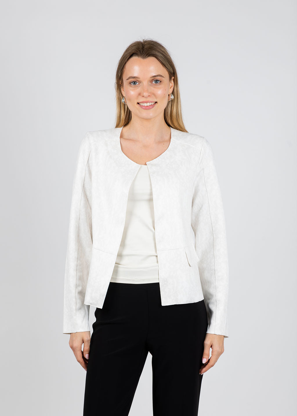BK Brisia Faux Suede Jacket in Snow White available at Barbara Katz