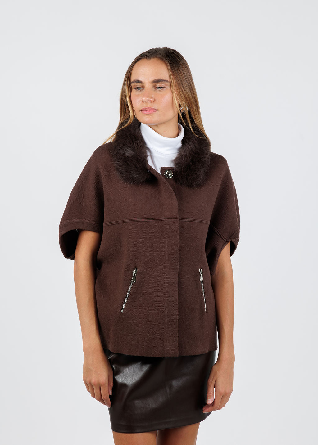 BK Carly Cocoon Jacket in Espresso available at Barbara Katz