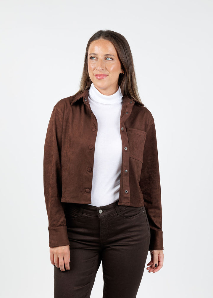 BK Castalia Top in Coco with Elliott Lauren Thin Skinned Turtleneck in White underneath available at Barbara Katz 