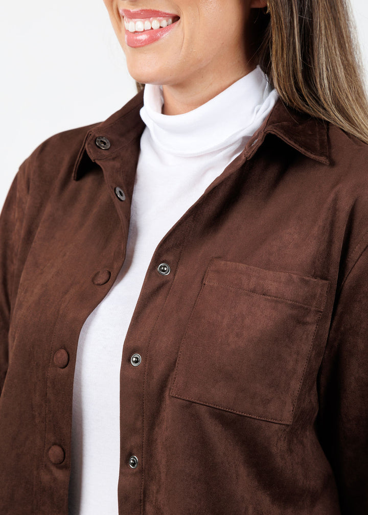 BK Castalia Top in Coco with Elliott Lauren Thin Skinned Turtleneck in White underneath available at Barbara Katz 