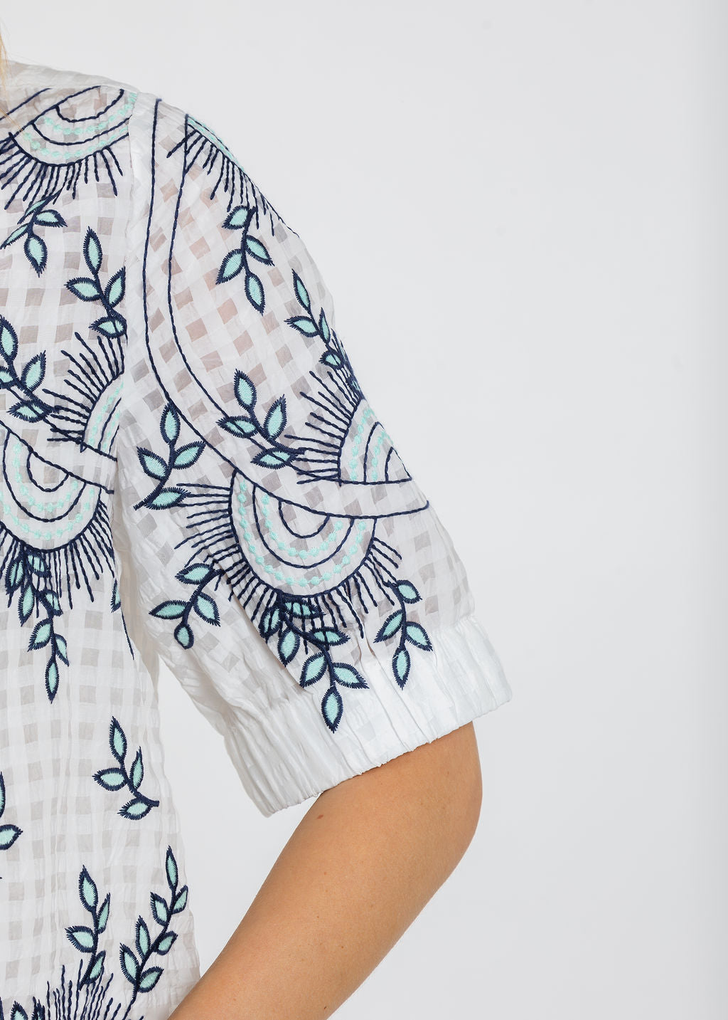 BK Clarissa Ruffle Blouse in White available at Barbara Katz