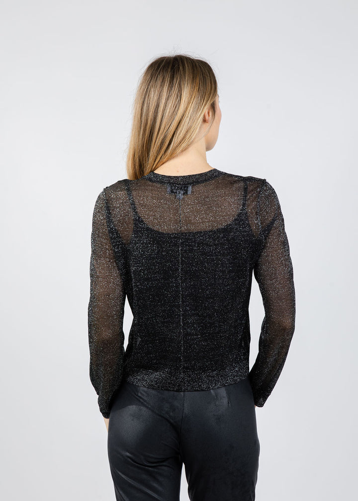 BK Colette Sheer Lurex Cardigan in Black available at Barbara Katz