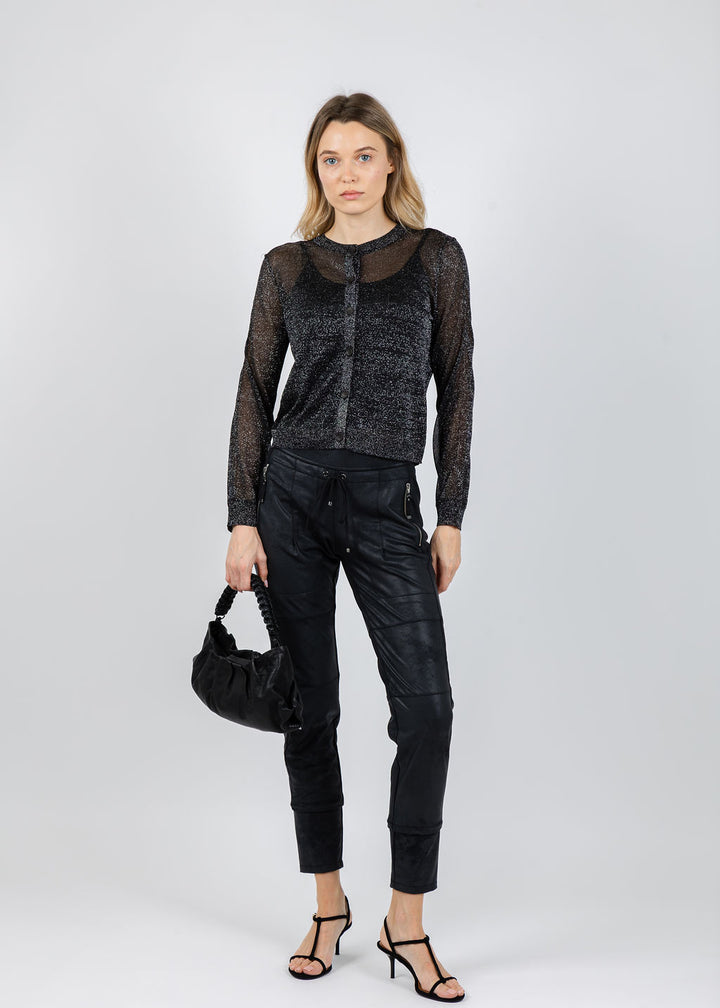 BK Colette Sheer Lurex Cardigan in Black available at Barbara Katz