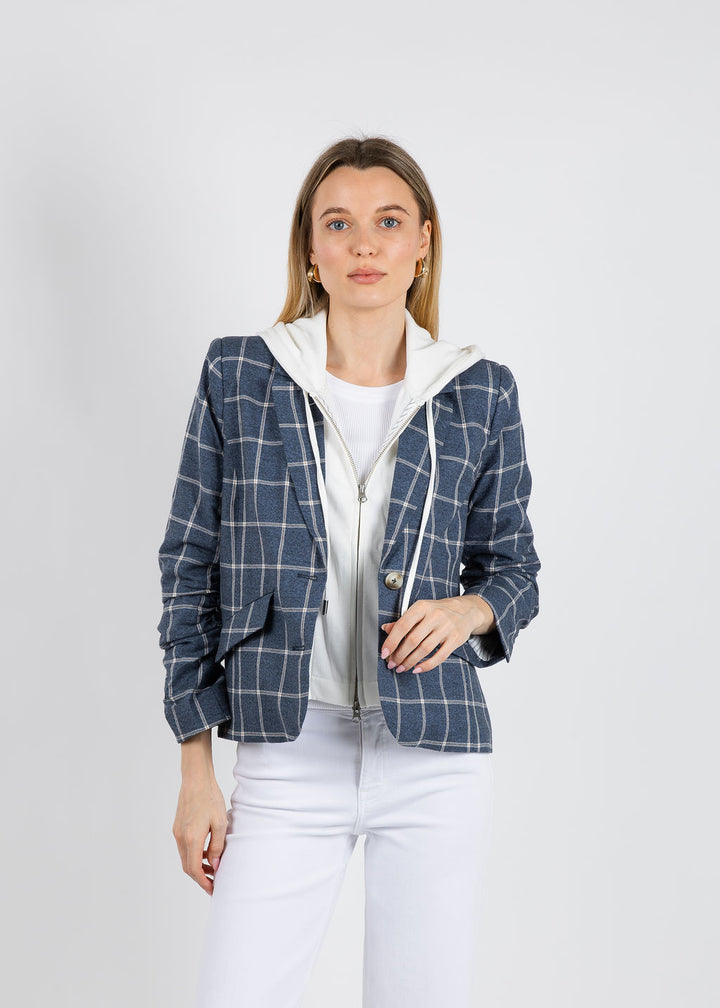 BK Dallas Windowpane Dickey Jacket in Navy available at Barbara Katz