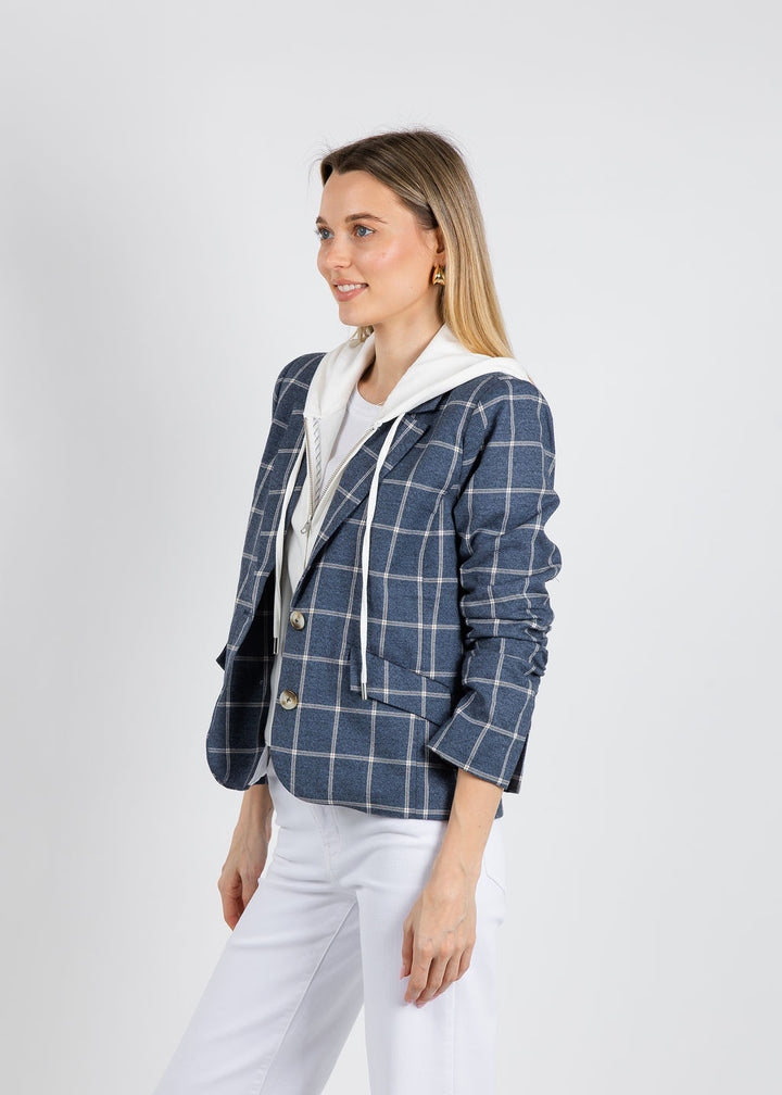 BK Dallas Windowpane Dickey Jacket in Navy available at Barbara Katz
