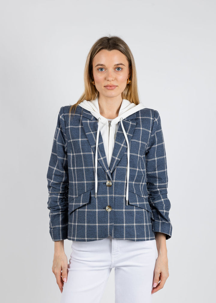 BK Dallas Windowpane Dickey Jacket in Navy available at Barbara Katz