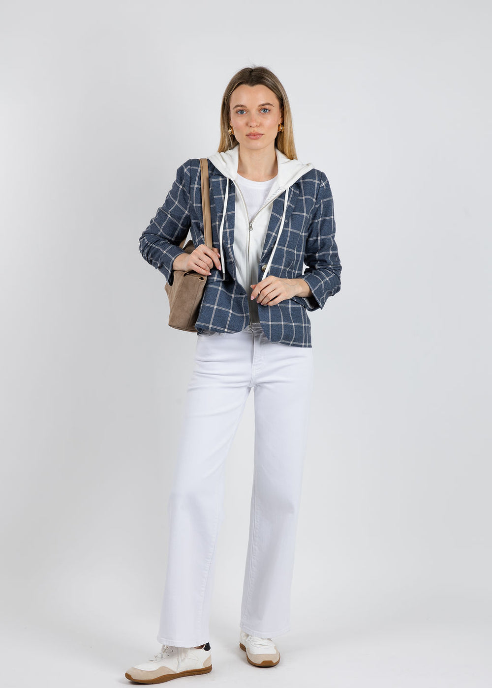 BK Dallas Windowpane Dickey Jacket in Navy available at Barbara Katz