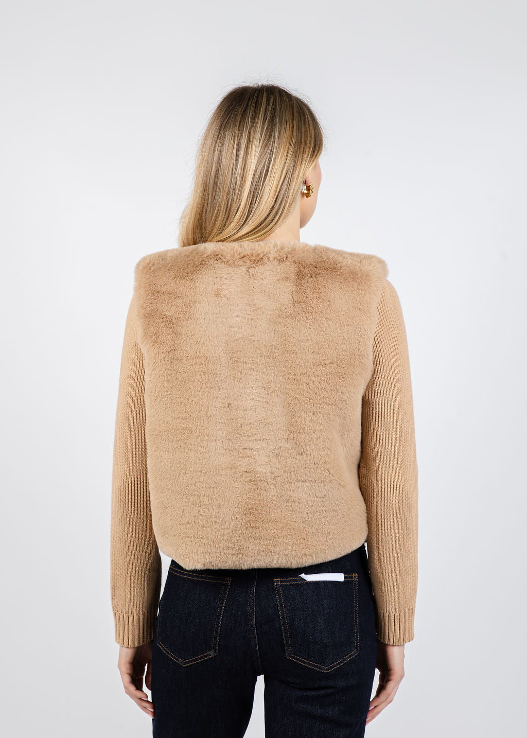 BK Daphne Collarless Fur Sweater in Mink available at Barbara Katz