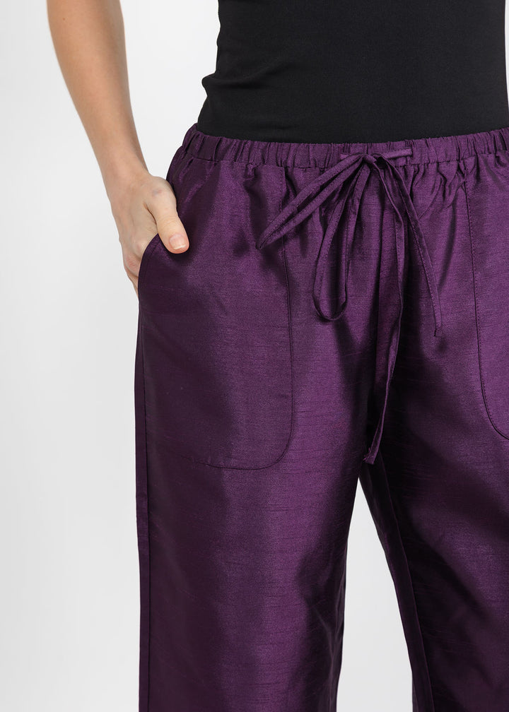 BK Daphne Taffeta Pants in Plum available at Barbara Katz