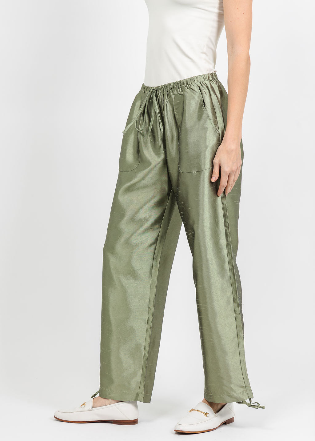 BK Daphne Taffeta Pants in Sage available at Barbara Katz