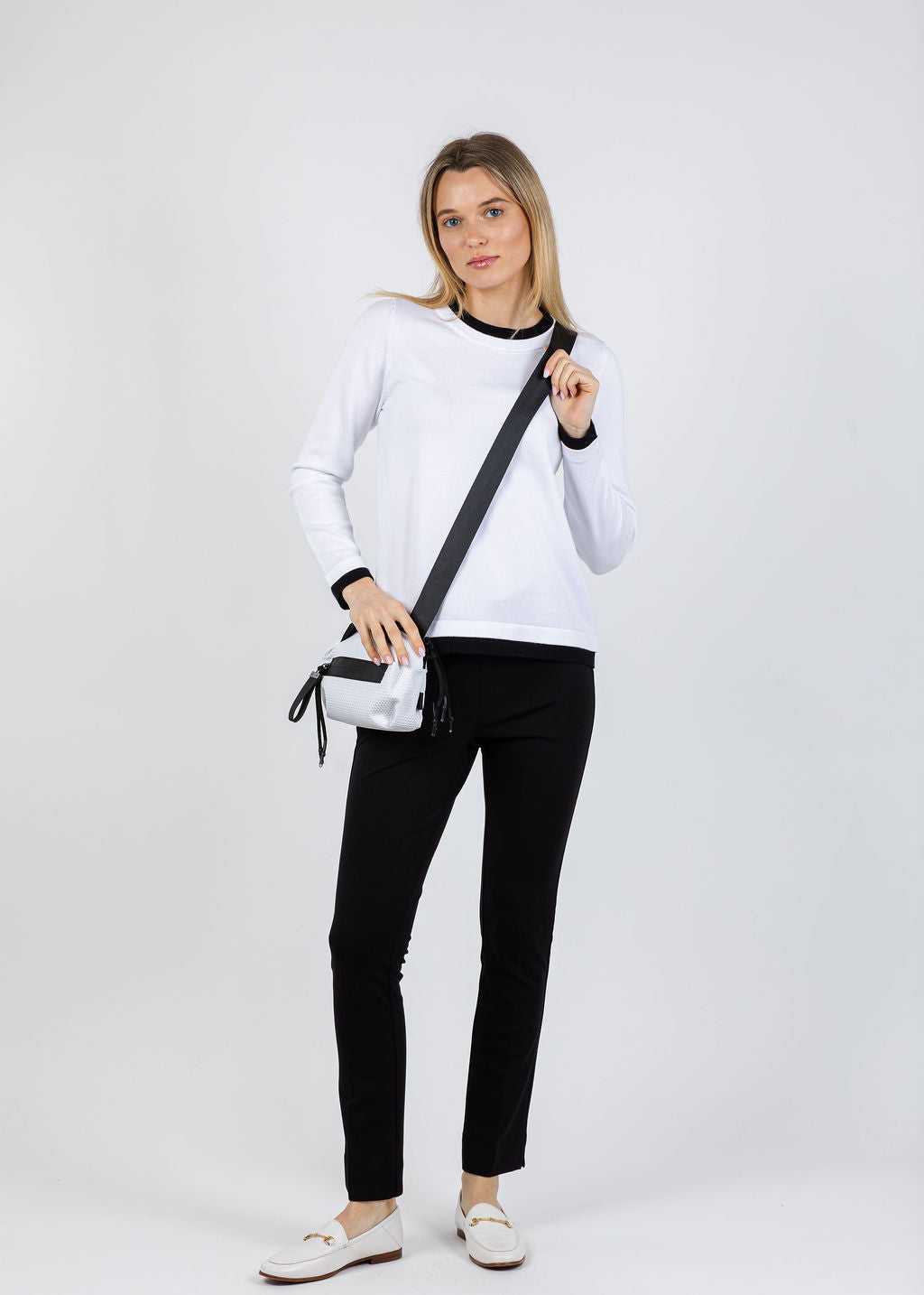 Double Layer Sweater - White/Black
